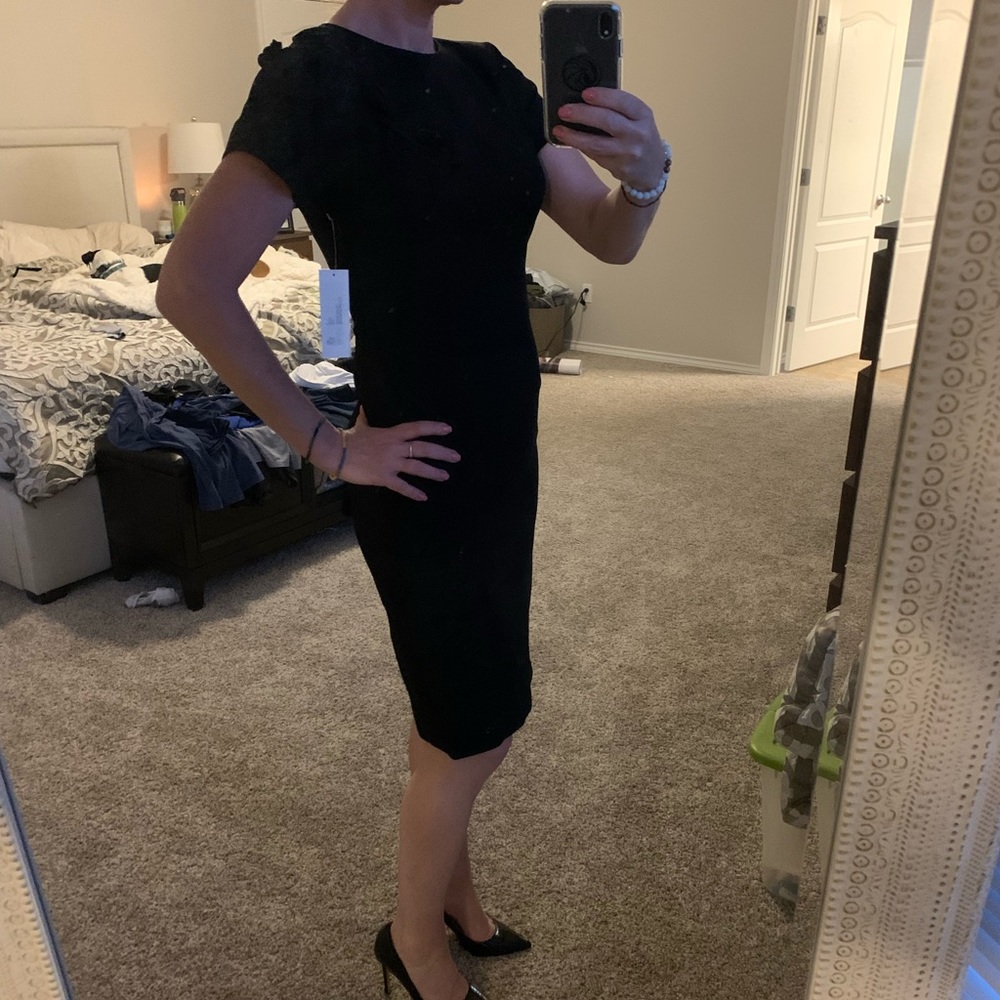 Black Embroidered Sheath Dress